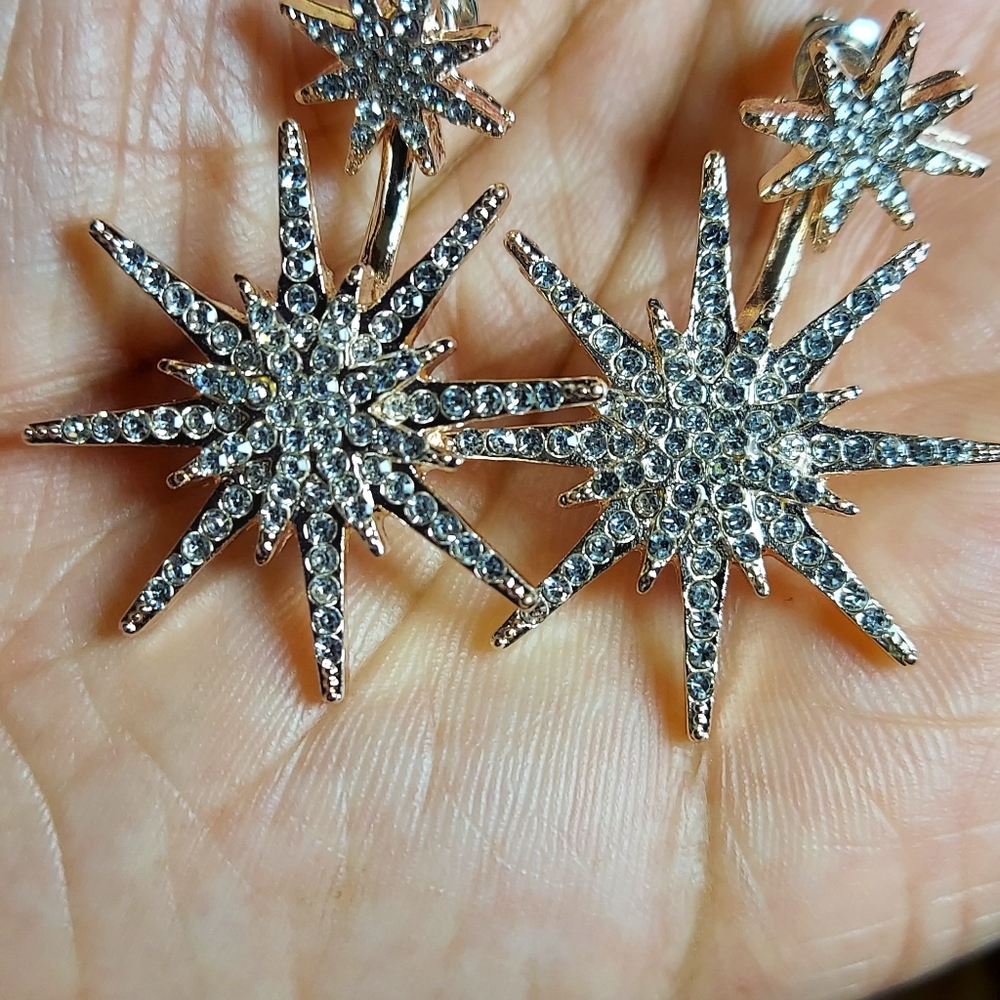 2 in 1 Star CZ Earrings - Picture 7 of 7